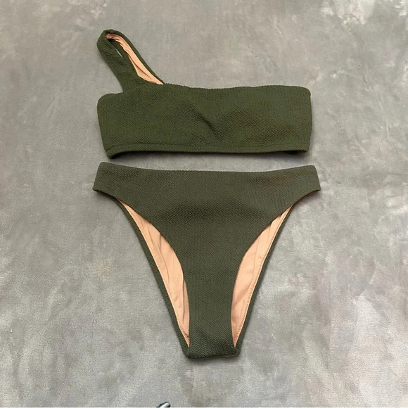 J. Crew Textured 2-Piece Set Bikini Top & Bottom Green 27363 - Picture 5 of 12